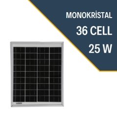 25W MONOKRİSTAL GÜNEŞ PANELİ